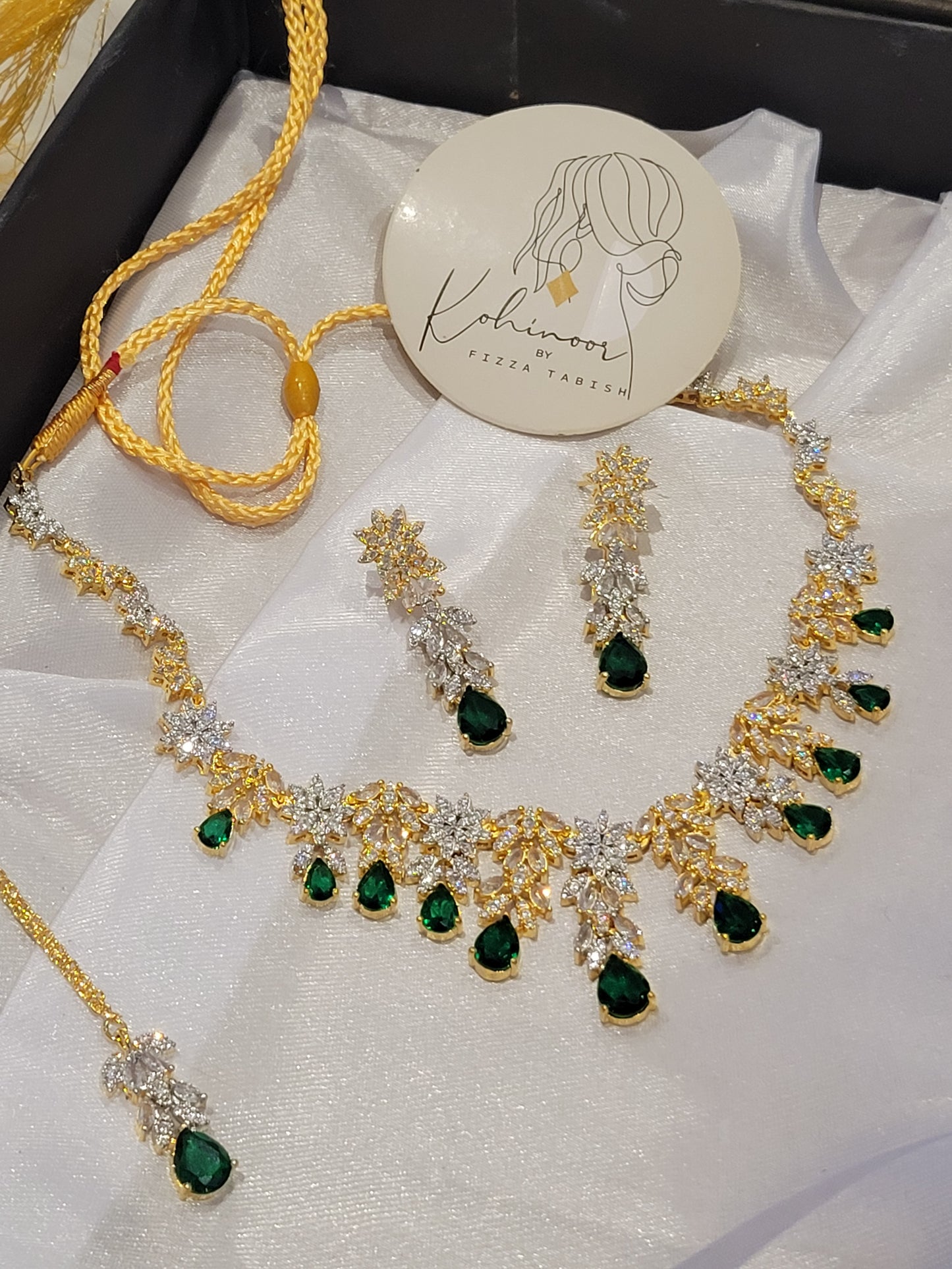 2-tone gold plated Emerald green set