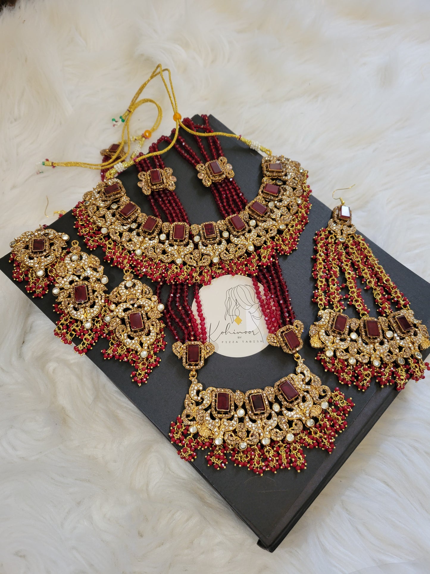 Classic Red bridal set with Mala