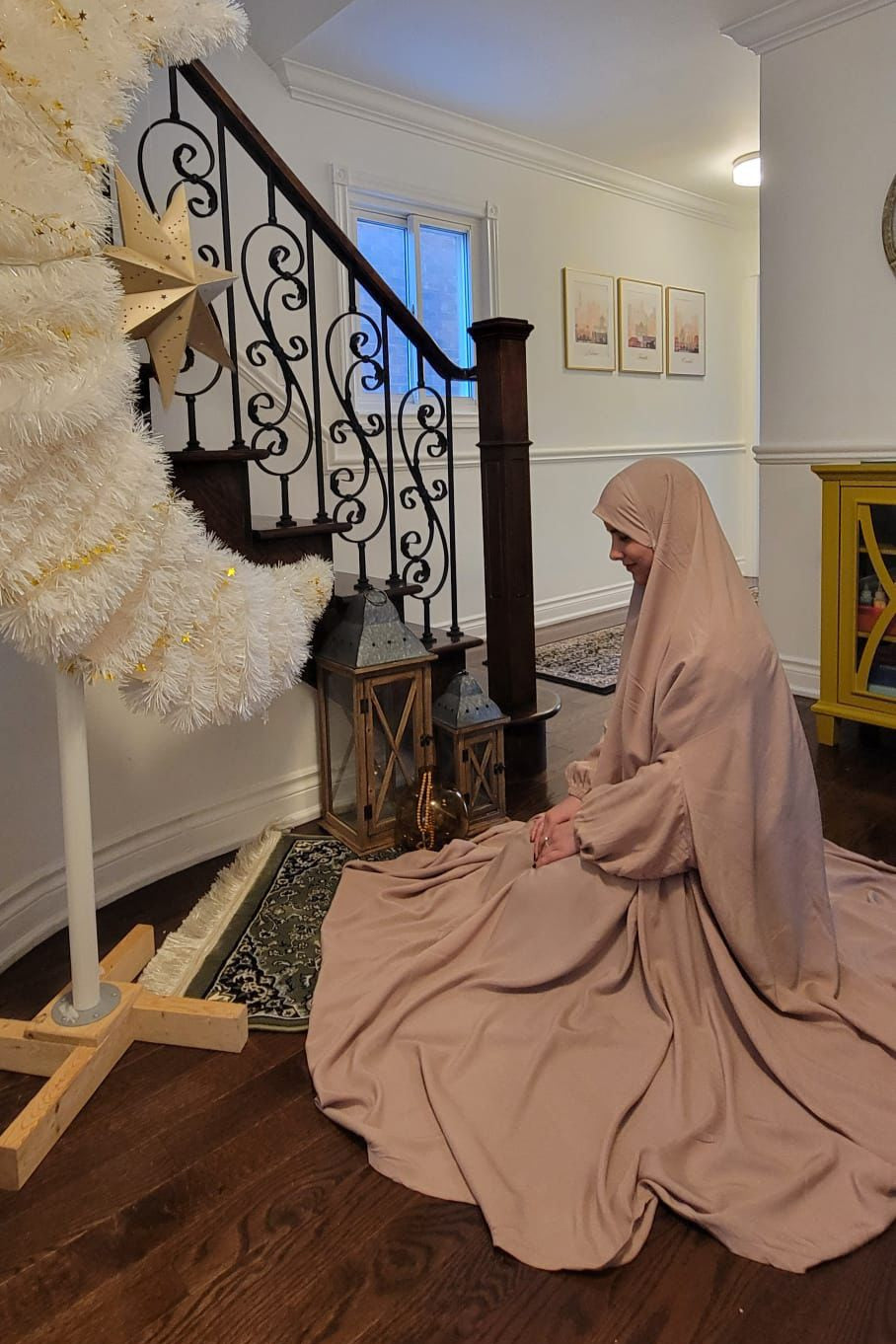 Full Coverage Prayer Hijab Linen - Skin/Beige