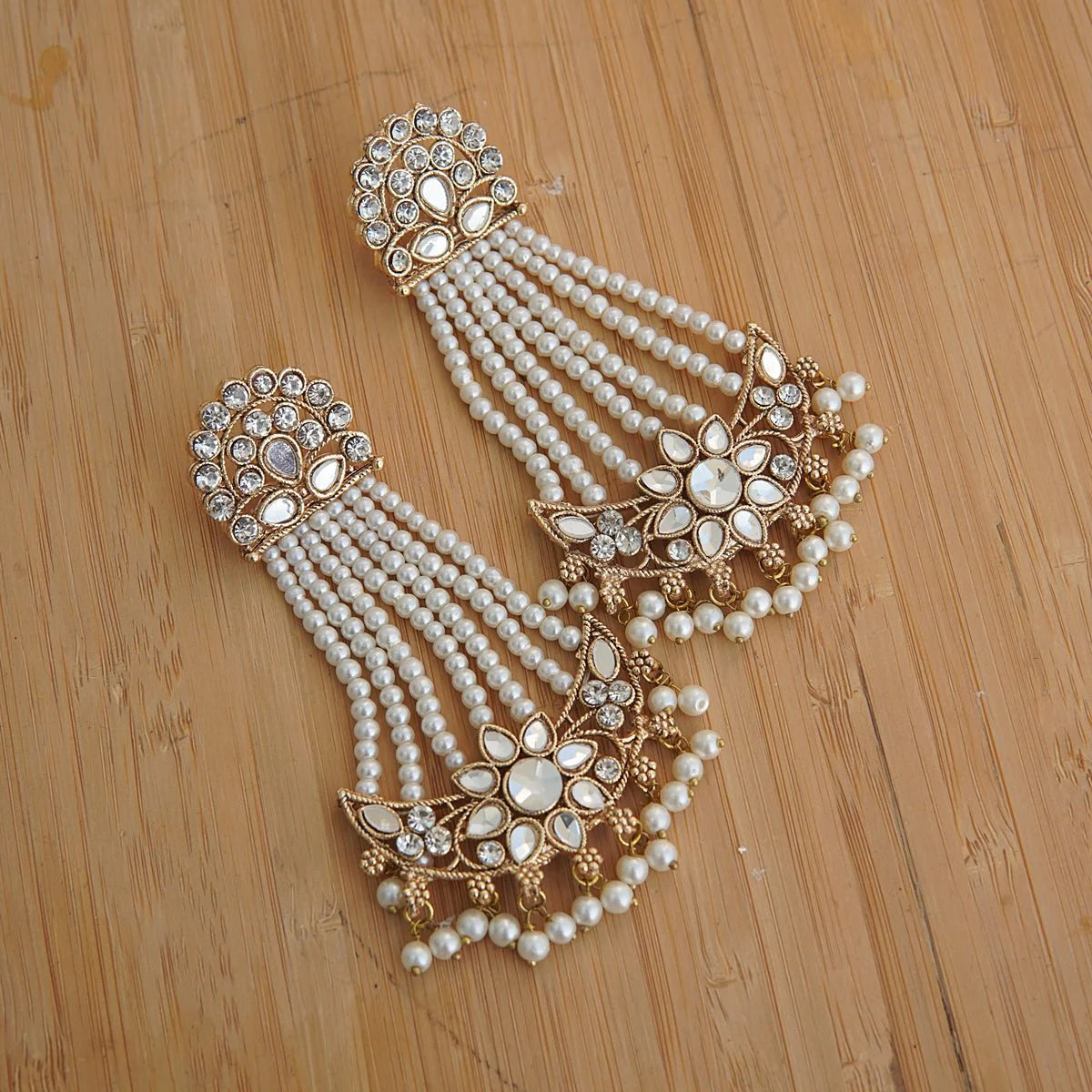 Elegant Pearl & Kundan Bridal Earrings