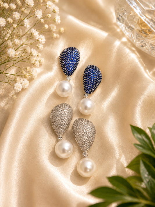 Teardrop pearl statement earings