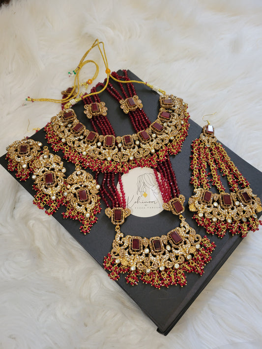 Classic Red bridal set with Mala